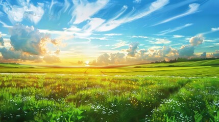 Wall Mural - Countryside field, sunny day in the countryside