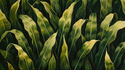 Canvas Print - Details of Corn Seed Rows Caryopsis