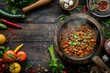 Savory Homemade Bean Stew with Vegetables on Table