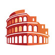 A red building featuring arched windows and architectural arches, A minimalist logo of the Colosseum in Rome, minimalist simple modern vector logo design