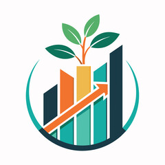 Poster - A plant emerging from a bar chart, symbolizing growth and progress in a business or financial concept, A simple, elegant design incorporating the initials of a skincare brand