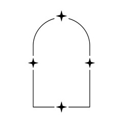 Wall Mural - A simple arched frame adorned with sparkles – Modern black frame isolated on a transparent background