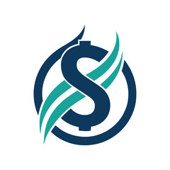 Sticker - A modern logo featuring the letter S in blue and green colors on a stylized design, A sleek and modern logo featuring a stylized dollar sign for a financial advisory business