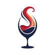 A wine glass with a flame burning inside, creating a mesmerizing and unique display, A sleek design of a wine glass with swirling liquid, minimalist simple modern vector logo design