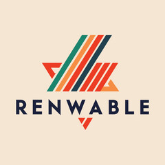 Canvas Print - Logo of a company featuring a star symbol with the word Renewable in bold font, representing sustainability and innovation, Bold font spelling out Renewable in a clean, minimalist arrangement