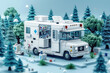 3d illustration of a detailed emergency ambulance in a serene winter landscape surrounded by trees