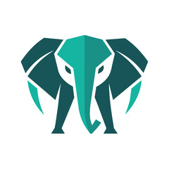 Poster - An elephants head featuring a long tusk extending prominently from the right side, Craft a minimalist logo using only a few elements to convey the essence of an elephant