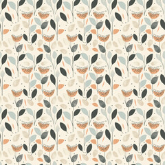 Wall Mural - Scandinavian inspired pattern illustration minimal light airy cream and beige contemporary. Perfectly for wrapping paper, wallpaper fabric print, greeting cards