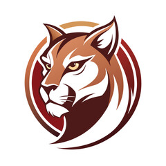 Poster - Tigers head enclosed in a circle, on a white background, with a sophisticated and minimalist design, Elegant Minimalist Cougar Logo, Sophisticated Vector Logo