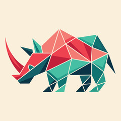 Wall Mural - The image depicts a rhinoceros composed entirely of geometric shapes in a creative and unique design, Explore geometric shapes to create a unique minimalist logo of a rhinoceros