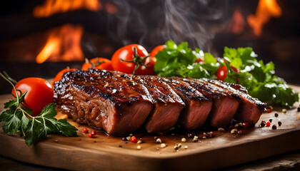 Wall Mural - grilled meat with vegetables