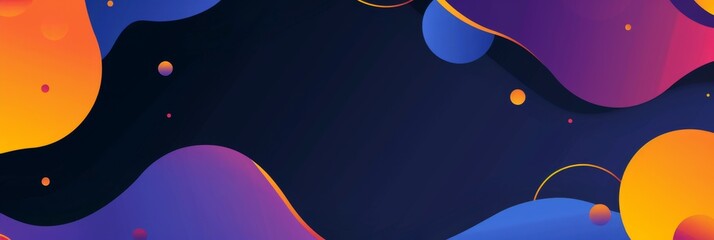 Wall Mural - abstract background with colorful shapes and a blue gradient for a web banner design template, flat geometric shapes Generative AI