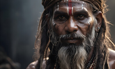 Wall Mural - Indian man with traditional paint on his face