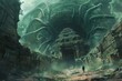 Gigantic centipedes encircling a forgotten temple, a living labyrinth