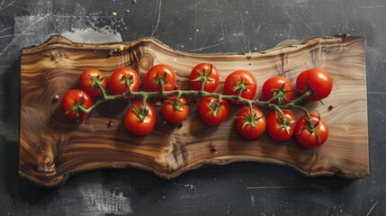 Poster - Wooden board with freshly picked tomatoes