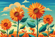 © SaroStock - Bold orange sunflowers reaching towards the skyIllustration