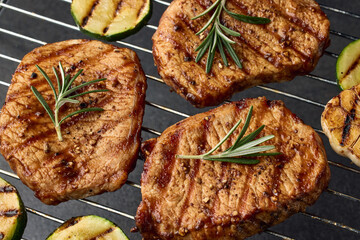 Canvas Print - grilled steaks and vegetables