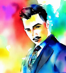 Sticker - Elegant fashion man watercolor