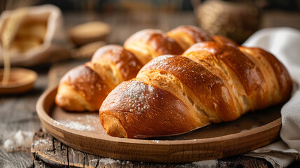 Wall Mural - A plate of bread with powdered sugar on top