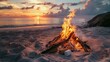 © Marco - beautiful bonfire on a beach with a nice summer sunset in high resolution and high quality HD