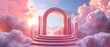 3D luxury podium with romantic cloud background