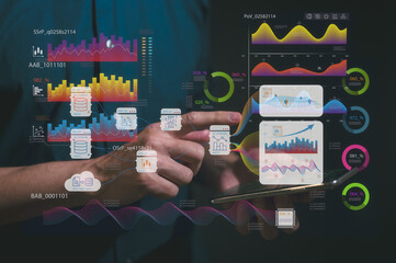 DevSecOps Software development cycle programming concept, software development IT operations, man using smartphone and tech icon in agile methodology environment, coder sysadmin working with system