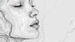 Beautiful fashion model woman line art of face closeup Fashion portrait isolated on white background, cards or banners , wall decor, neutral 
