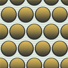 Wall Mural - Yellow and Black Ben-Day Dot Halftone Circle Seamless Vector Repeat Pattern