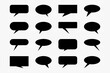 Set of simple, empty black text bubbles in various styles, isolated