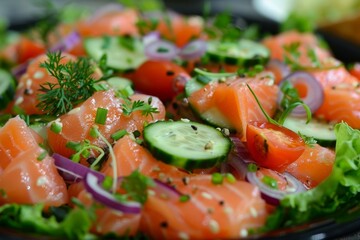 Poster - Salad with fresh salmon