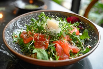 Sticker - Salad with smoked salmon and cheese