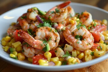 Wall Mural - Spicy shrimp and corn salad