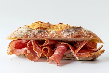 Sticker - Spanish ham sandwich on white background