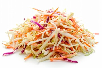 Wall Mural - A mound of coleslaw on white background