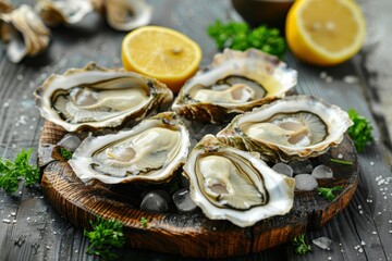 Sticker - Close up image of fresh oysters with lemon