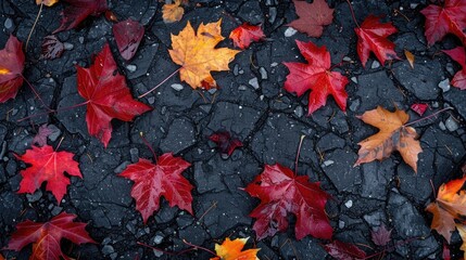 Wall Mural - Maple leaves have fallen to the ground