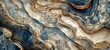 A geologic background with blue and brown textures in a style that merges fluid landscapes, puzzle-like elements, and organic forms.