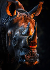 a close up of a rhino s face with a large horn