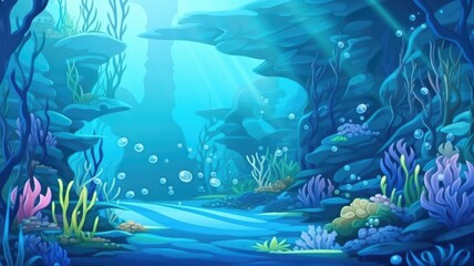 Wall Mural - Enchanted Underwater Oasis, Magical Marine Illustration