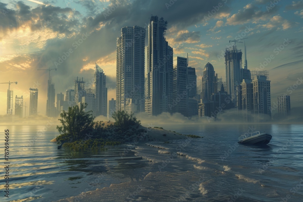 A dystopian future where climate change has ravaged the planet, with ...