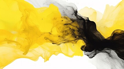 Sticker - Abstract background in Chinese ink style with a black background and yellow colors