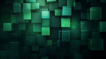 Poster - Abstract background with squares, green colors