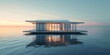 3D modern abstract architecture and water surface, modern future architecture