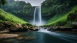 waterfall in the forest, seamless looping animation video background 