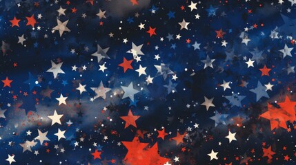 Poster - background of stars in red, blue and blue fabric, in the style of bold graphic illustrations, distressed materials