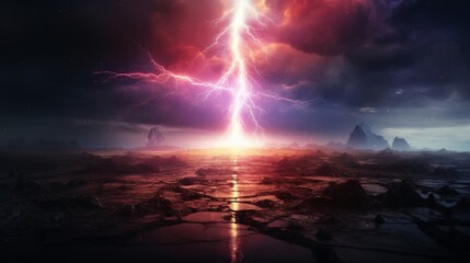 Wall Mural - Colorful Lightning Hits The Ground