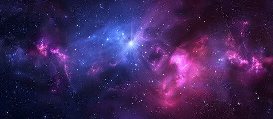 Wall Mural - a stunning cosmic scene featuring a vivid purple and blue nebula surrounded by glittering stars in t