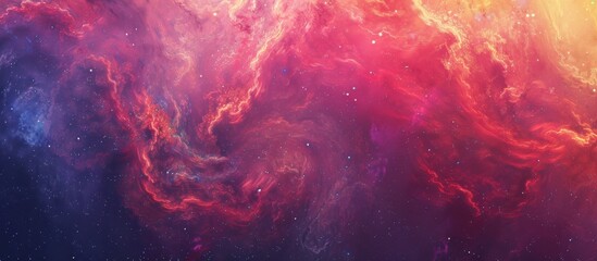Wall Mural - vibrant hues fill the cosmic expanse, dotted with sparkling stars and ethereal nebulas in a mesmeriz