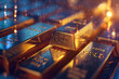 gold bars stack on Evaluate product performance with digital graphs.