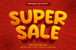 Super sale shopping promotion 3d editable vector text effect